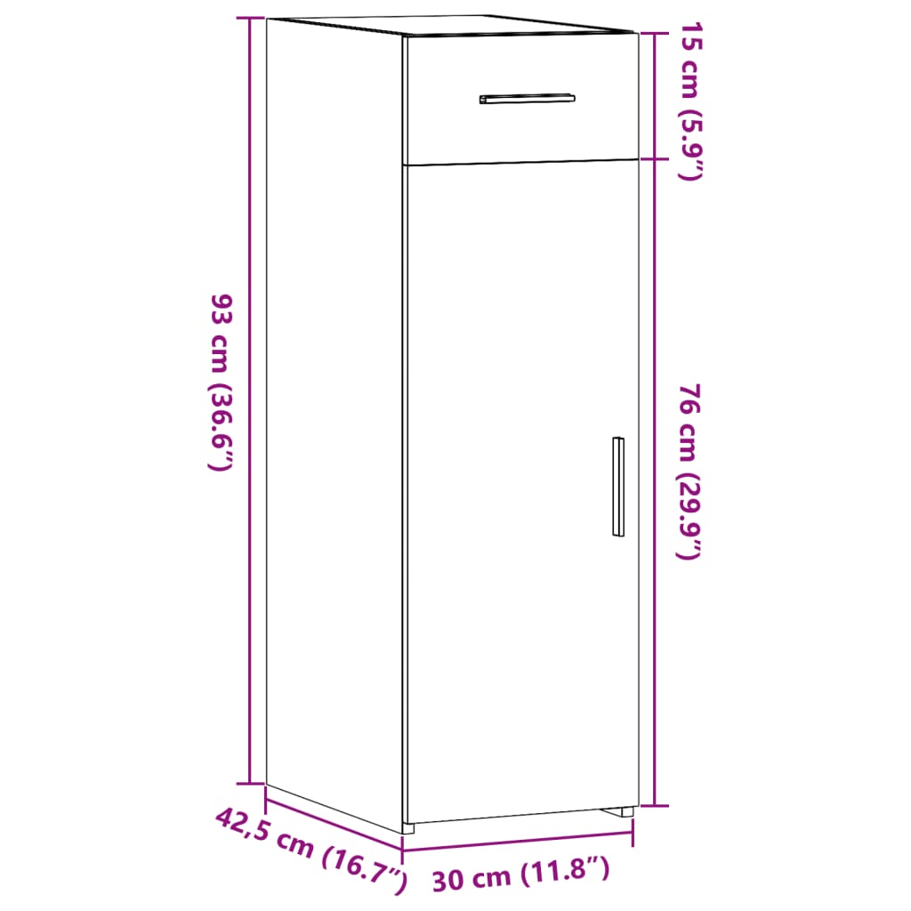 vidaXL Ντουλάπι Γκρι Sonoma 30x42,5x93 εκ. από Επεξεργασμένο Ξύλο