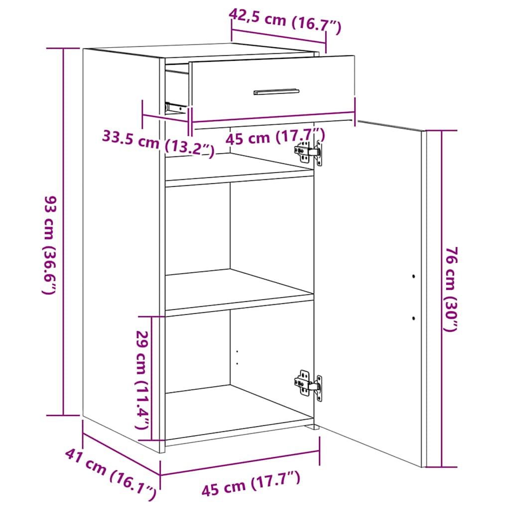 vidaXL Συρταριέρα Λευκή 45x42,5x93 εκ. από Επεξεργασμένο Ξύλο