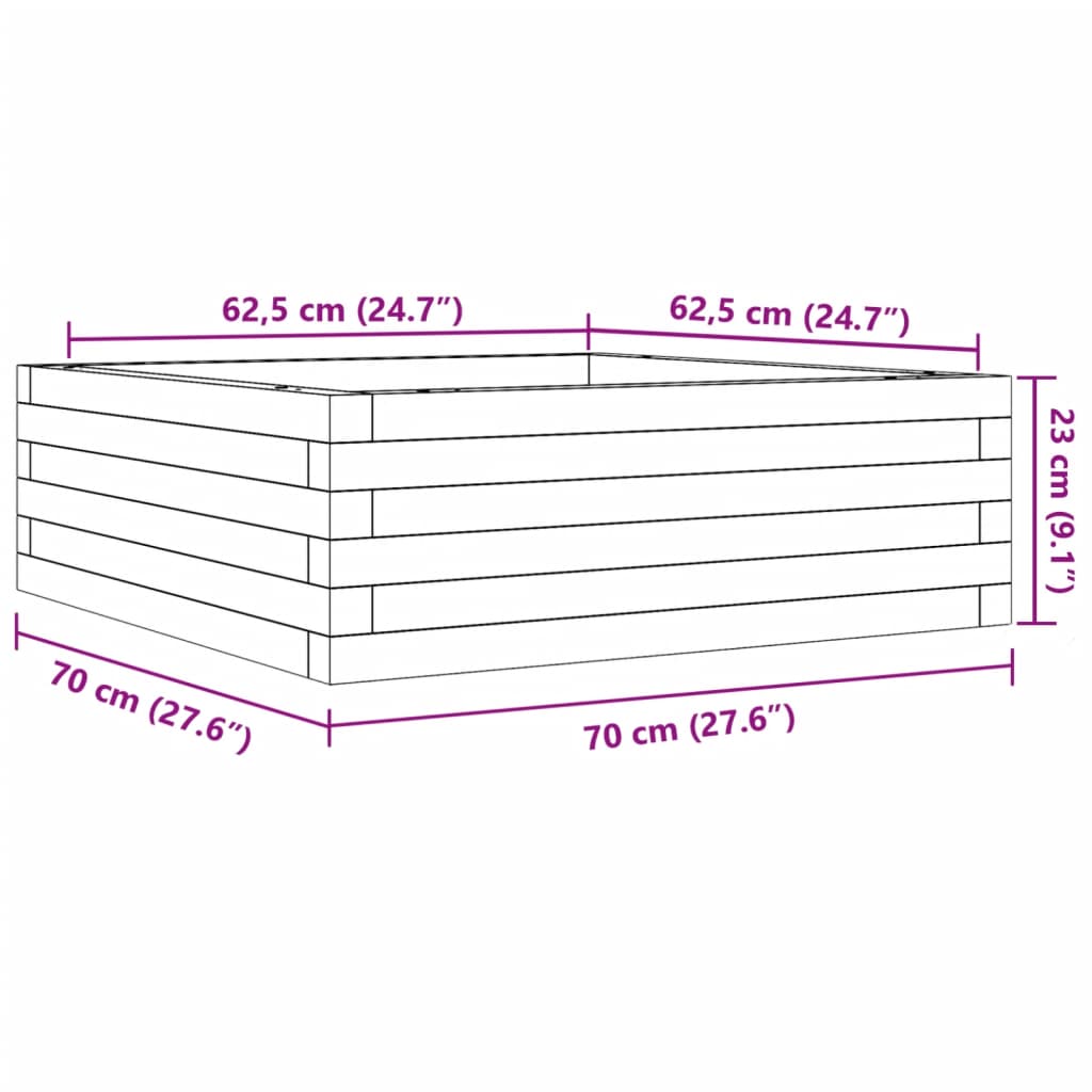 vidaXL Ζαρντινιέρα 70x70x23 εκ. από Μασίφ Ξύλο Πεύκου