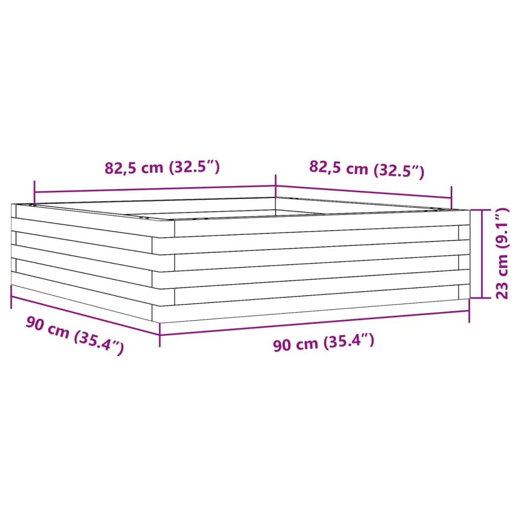 vidaXL Ζαρντινιέρα Κήπου 90x90x23 εκ. από Μασίφ Ξύλο Ψευδοτσούγκας