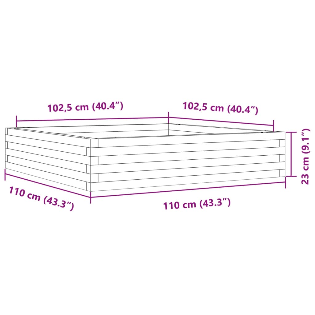 vidaXL Ζαρντινιέρα Κήπου Λευκή 110x110x23 εκ. από Μασίφ Ξύλο Πεύκου