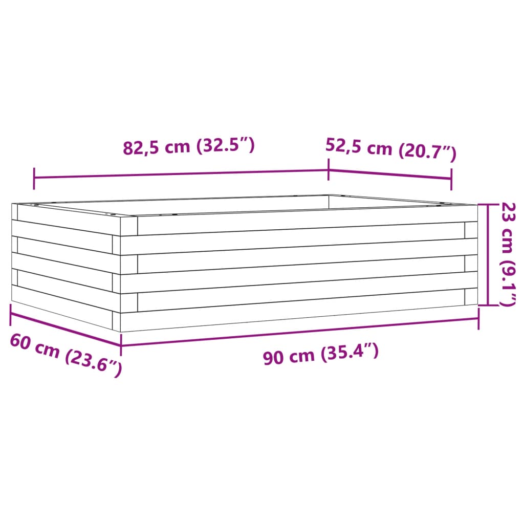 vidaXL Ζαρντινιέρα Κήπου 90x60x23 εκ από Μασίφ Ξύλο Πεύκου
