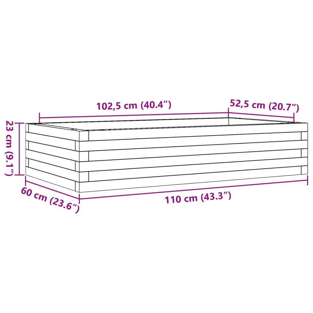 vidaXL Ζαρντινιέρα Κήπου 110x60x23 εκ. από Μασίφ Ξύλο Ψευδοτσούγκας