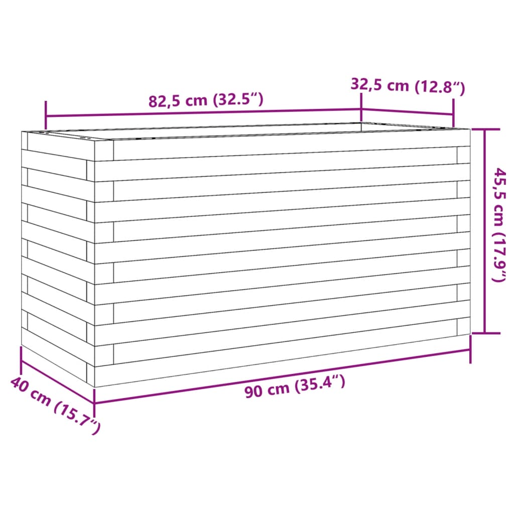 vidaXL Ζαρντινιέρα Κήπου 90x40x45,5 εκ από Μασίφ Ξύλο Πεύκου