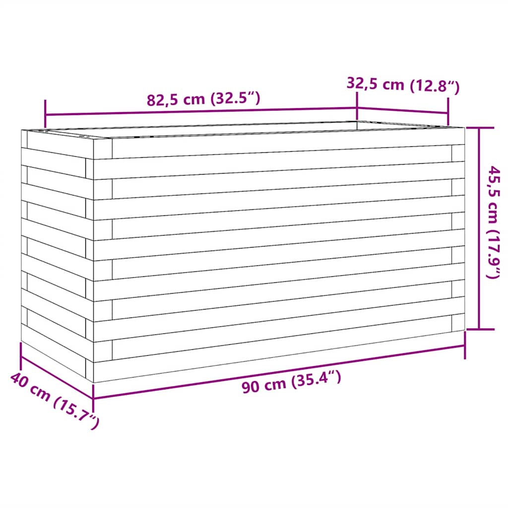 vidaXL Ζαρντινιέρα Κήπου Λευκή 90x40x45,5 εκ. από Μασίφ Ξύλο Πεύκου
