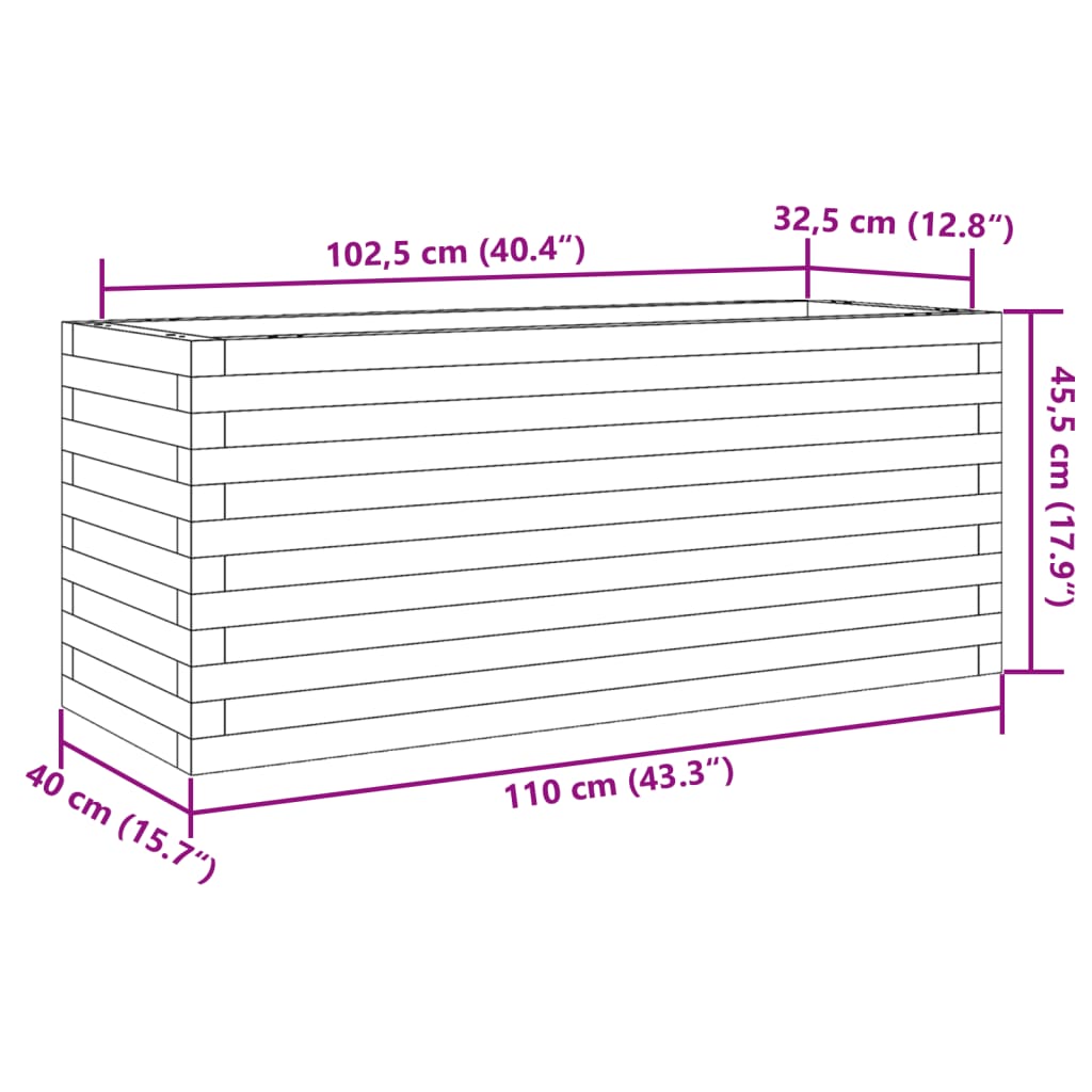 vidaXL Ζαρντινιέρα Καφέ Κεριού 110x40x45,5 εκ. από Μασίφ Ξύλο Πεύκου