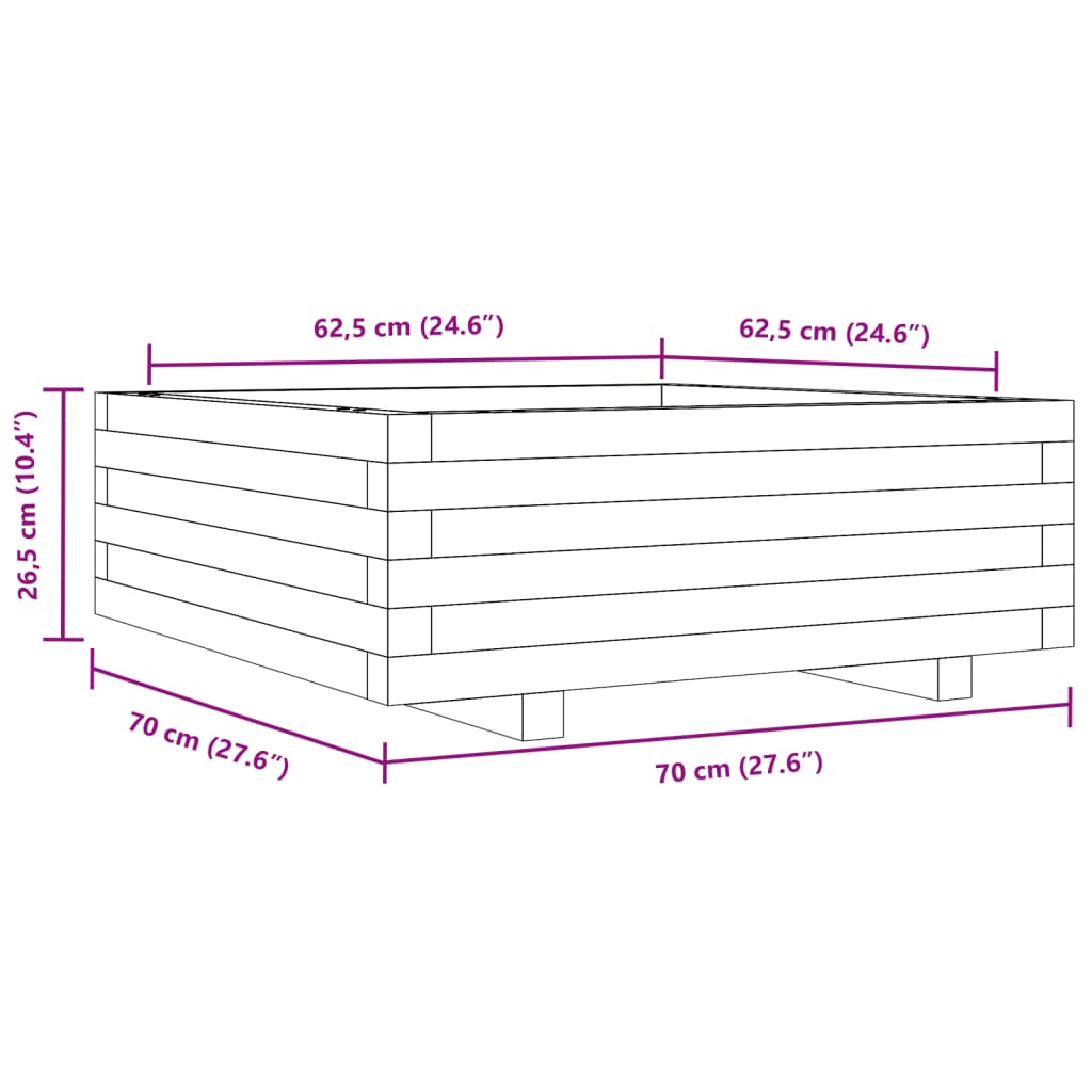 vidaXL Ζαρντινιέρα Κήπου 70x70x26,5 εκ. από Μασίφ Ξύλο Ψευδοτσούγκας
