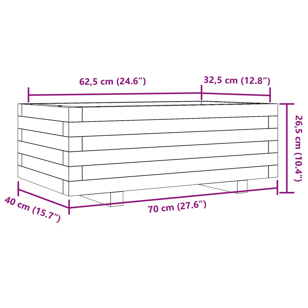vidaXL Ζαρντινιέρα Καφέ Κεριού 70x40x26,5 εκ. από Μασίφ Ξύλο Πεύκου