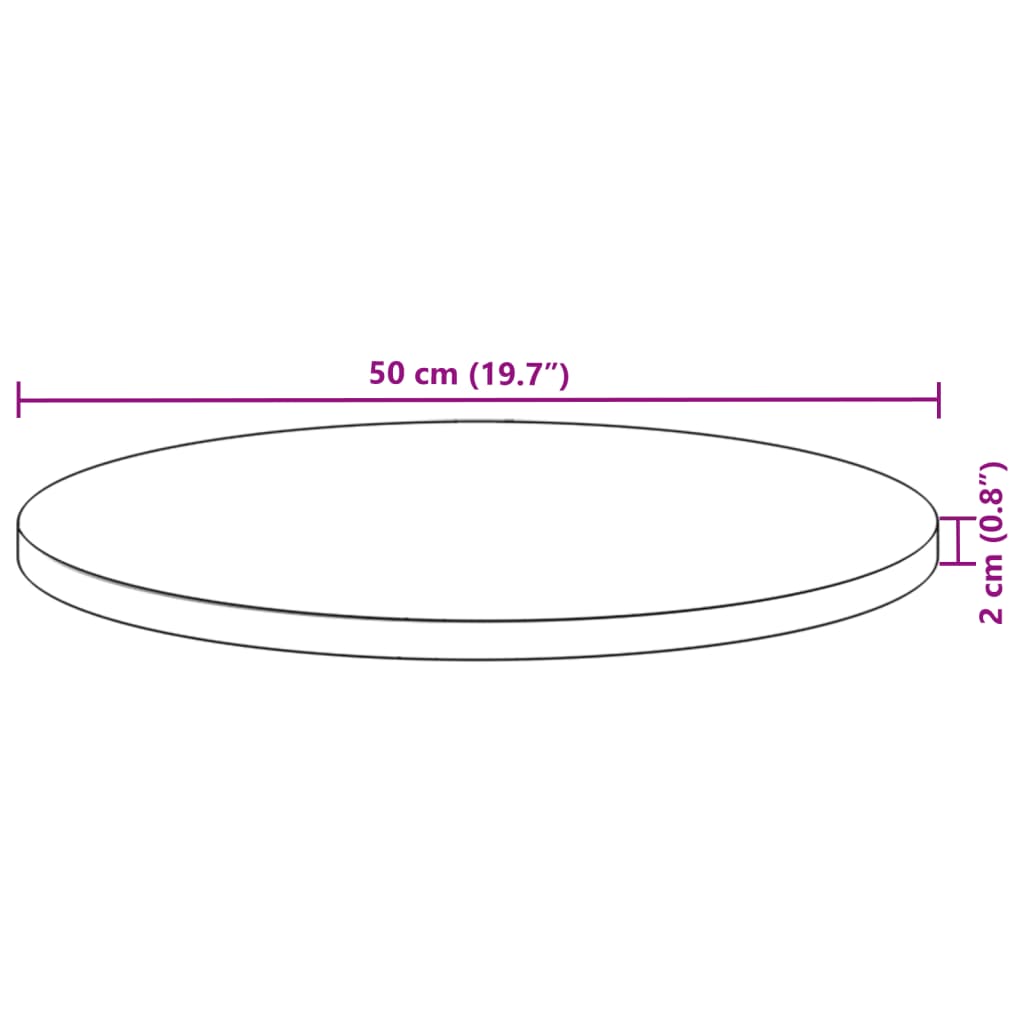 vidaXL Επιφάνεια Τραπεζιού Στρογγυλή Ø50x2 εκ. από Μασίφ Ξύλο Ακακίας