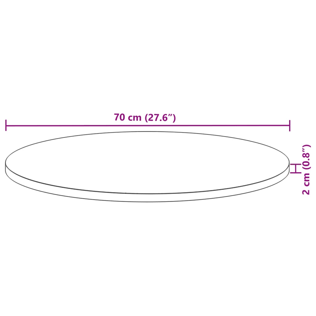 vidaXL Επιφάνεια Τραπεζιού Στρογγυλή Ø70x2 εκ. από Μασίφ Ξύλο Ακακίας