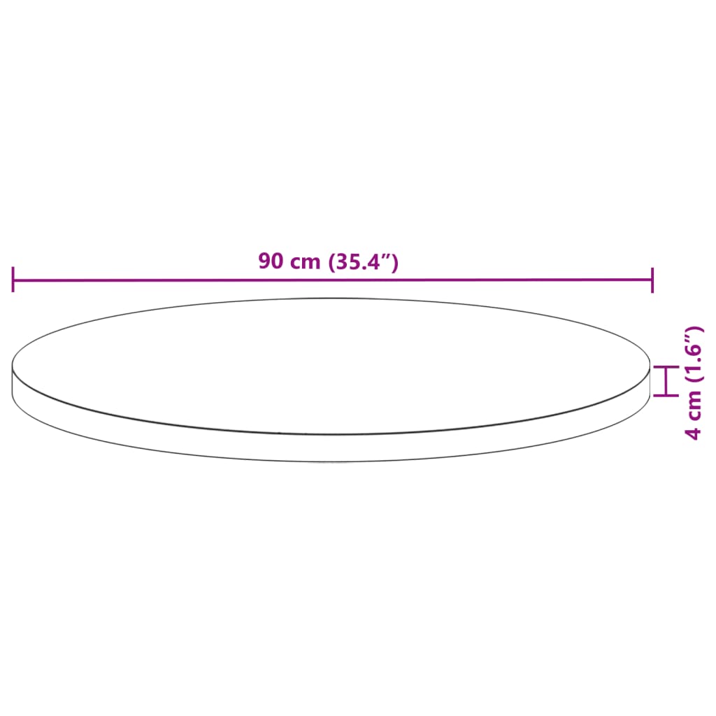 vidaXL Επιφάνεια Τραπεζιού Στρογγυλή Ø90x4 εκ. από Μασίφ Ξύλο Ακακίας