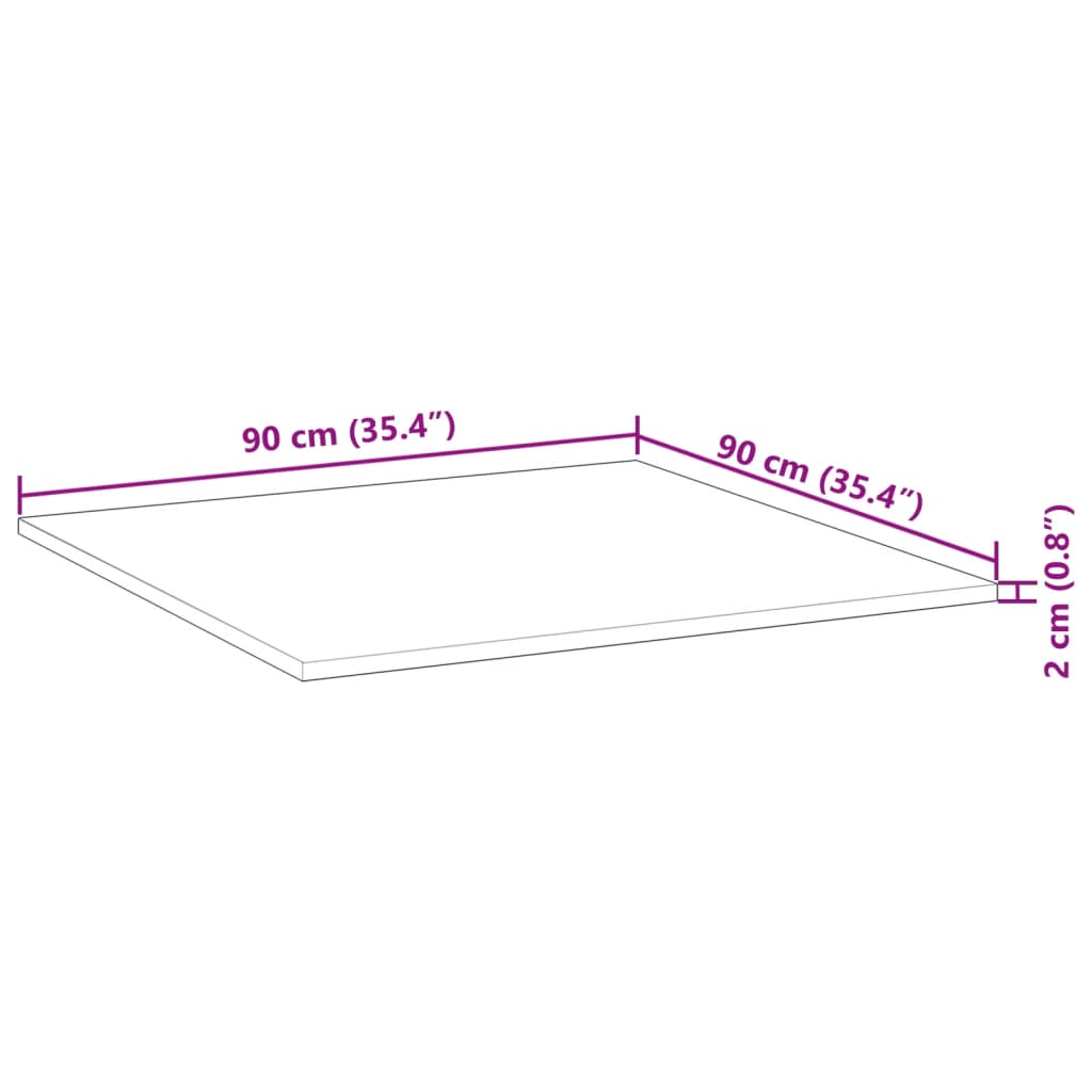 vidaXL Επιφάνεια Τραπεζιού Τετράγωνη 90x90x2 εκ. Μασίφ Ξύλο Ακακίας