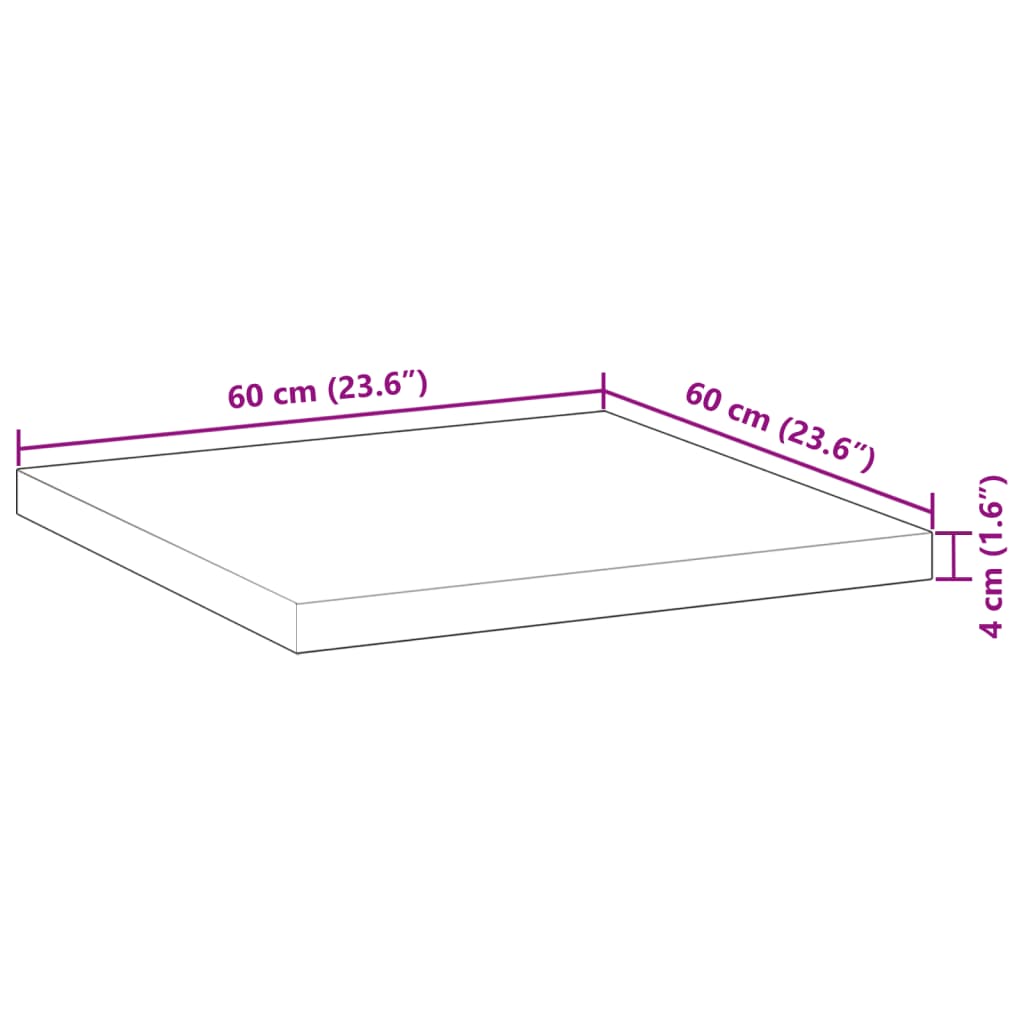 vidaXL Επιφάνεια Τραπεζιού Τετράγωνη 60x60x4 εκ. Μασίφ Ξύλο Ακακίας
