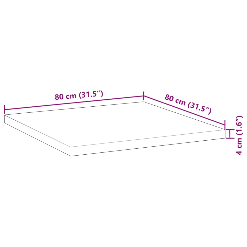 vidaXL Επιφάνεια Τραπεζιού Τετράγωνη 80x80x4 εκ. Μασίφ Ξύλο Ακακίας