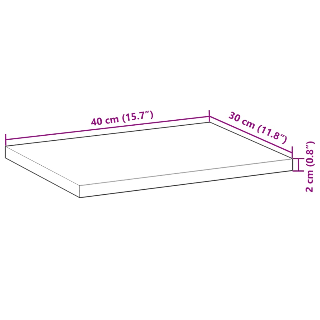 vidaXL Επιφάνεια Τραπεζιού Ορθογώνια 40x30x2 εκ. από Μασίφ Ξύλο Ακακίας