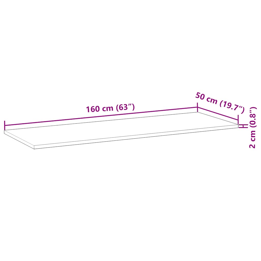 vidaXL Επιφάνεια Γραφείου Ορθογώνια 160x50x2 εκ. Μασίφ Ξύλο Ακακίας