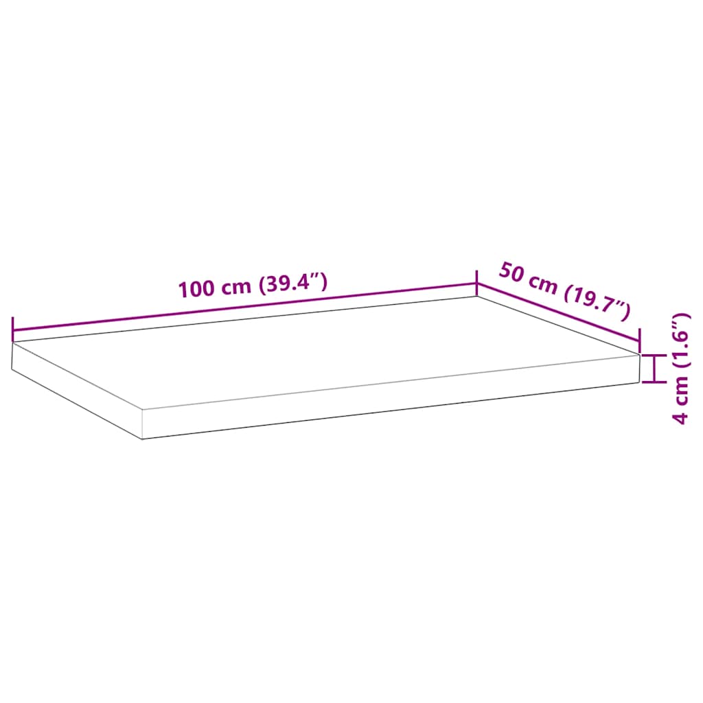 vidaXL Επιφάνεια Γραφείου Ορθογώνια 100x50x4 εκ. Μασίφ Ξύλο Ακακίας