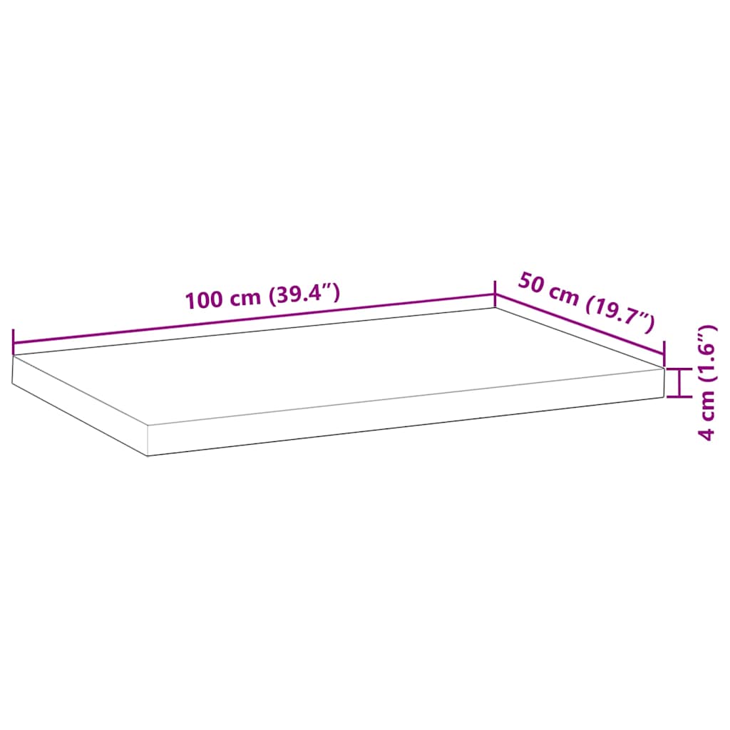 vidaXL Επιφάνεια Γραφείου Ορθογώνια 100x50x4 εκ. Μασίφ Ξύλο Ακακίας