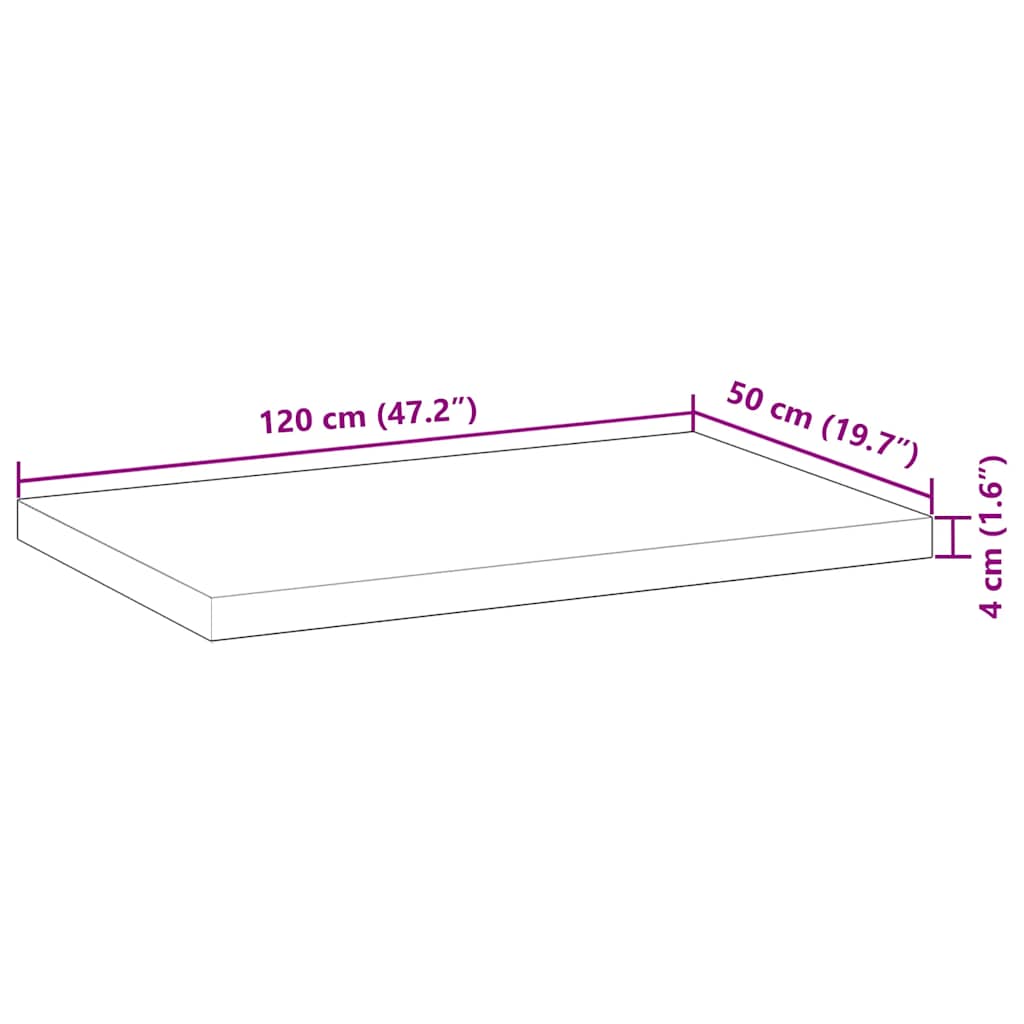 vidaXL Επιφάνεια Γραφείου Ορθογώνια 120x50x4 εκ. Μασίφ Ξύλο Ακακίας