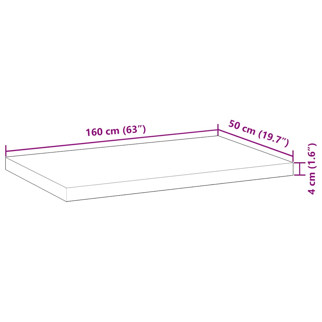 vidaXL Επιφάνεια Γραφείου Ορθογώνια 160x50x4 εκ. Μασίφ Ξύλο Ακακίας