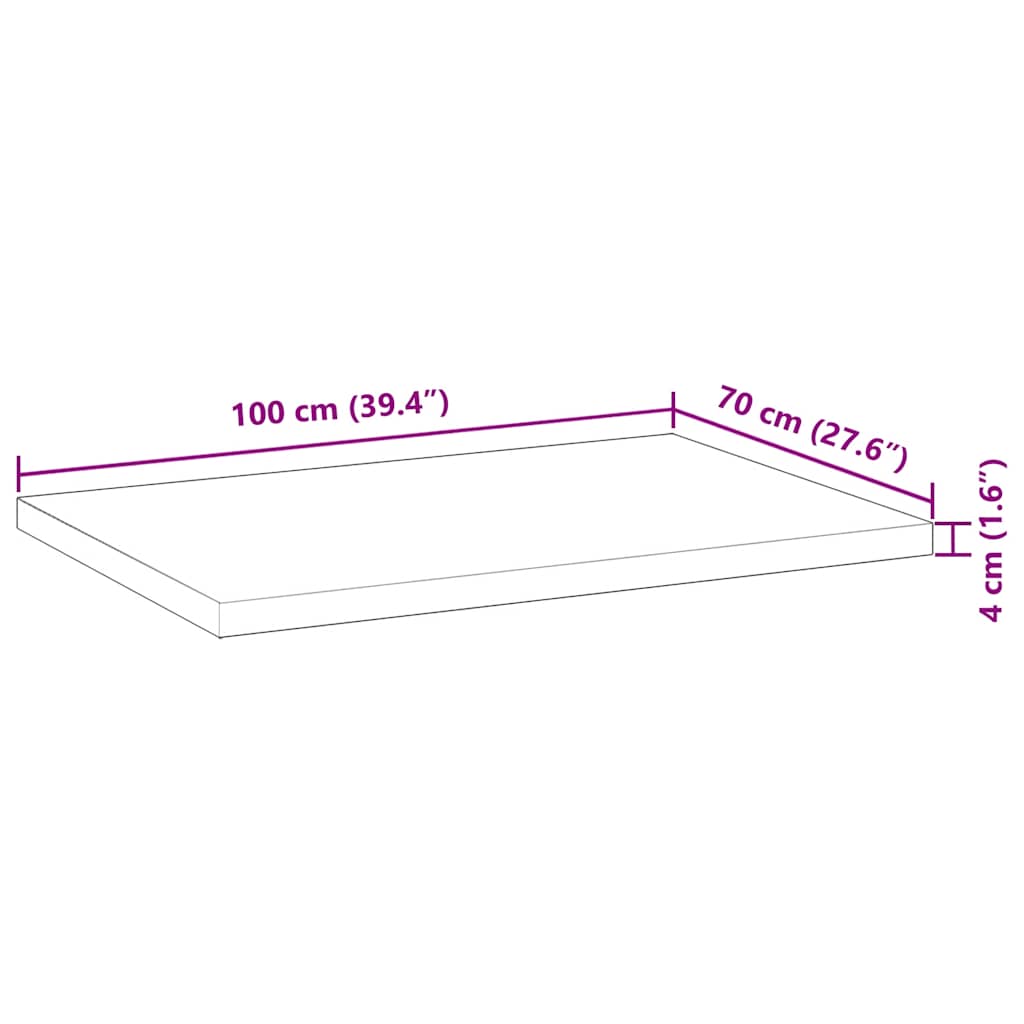 vidaXL Επιφάνεια Γραφείου Ορθογώνια 100x70x4 εκ. Μασίφ Ξύλο Ακακίας
