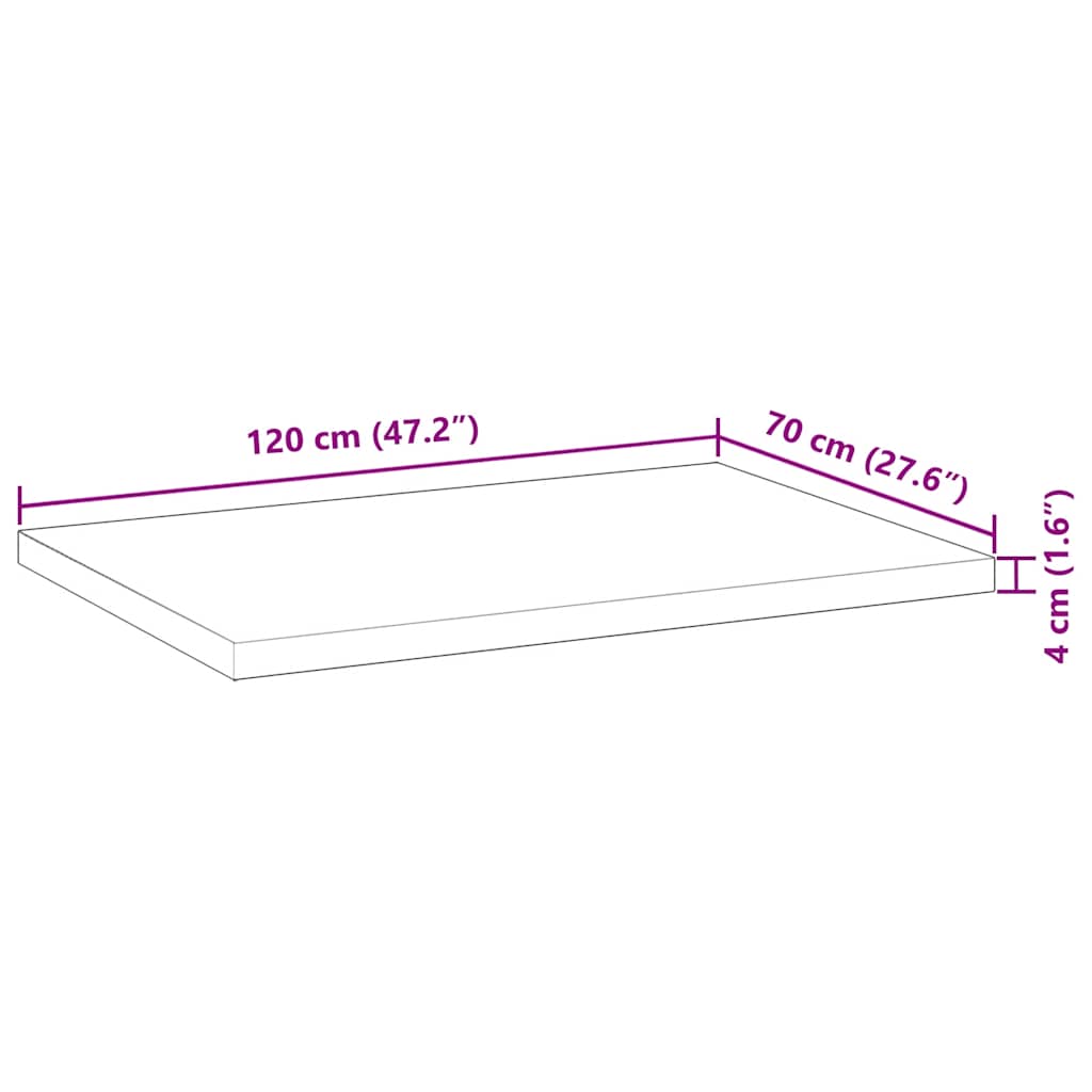 vidaXL Επιφάνεια Γραφείου Ορθογώνια 120x70x4 εκ. Μασίφ Ξύλο Ακακίας