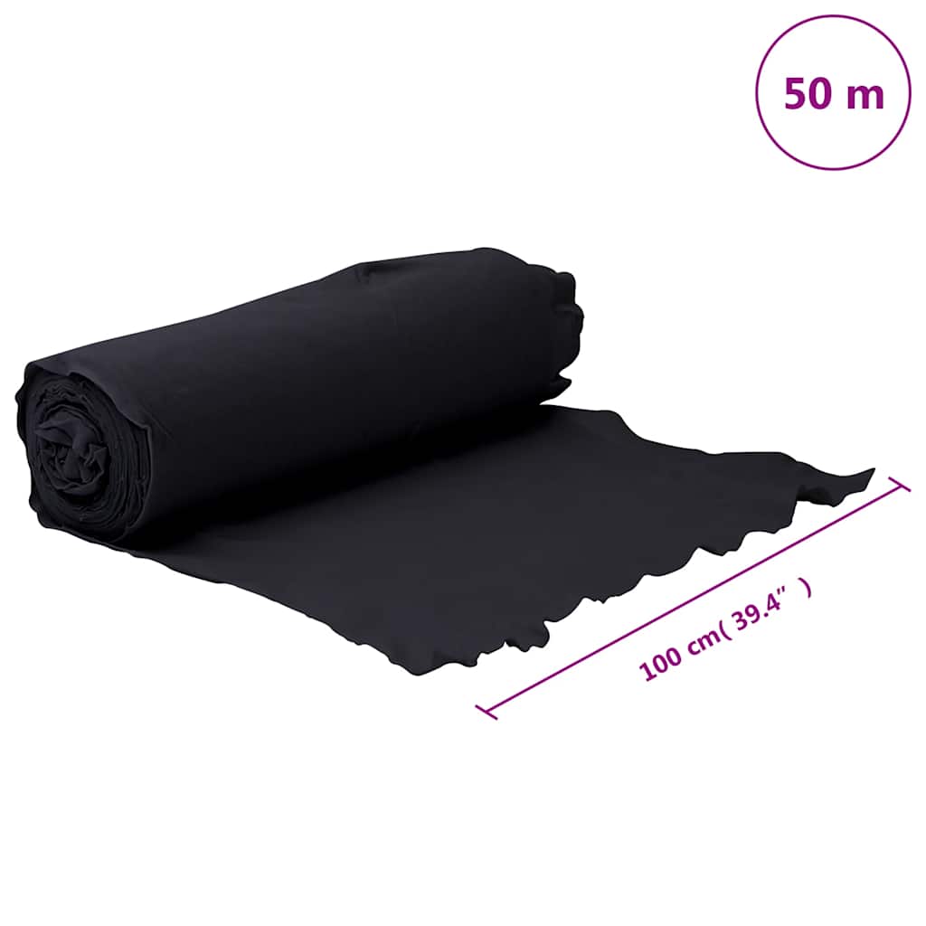 vidaXL Μεμβράνη με Γεωύφασμα Μαύρη 1 x 50 μ. Πολυεστερικές Ίνες