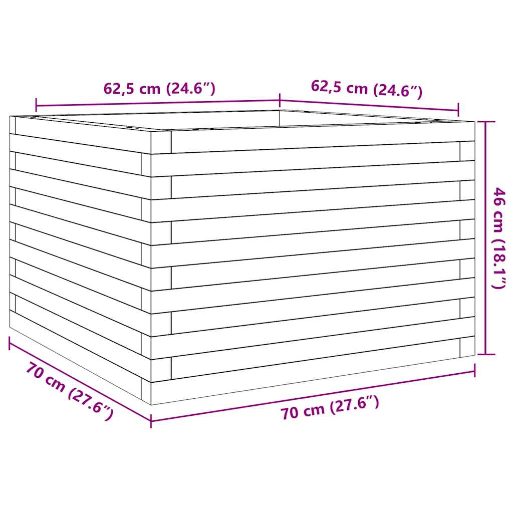 vidaXL Ζαρντινιέρα Καφέ Κεριού 70x70x46 εκ. από Μασίφ Ξύλο Πεύκου