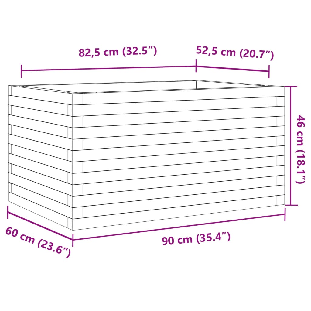 vidaXL Ζαρντινιέρα Κήπου 90x60x46 εκ από Μασίφ Ξύλο Πεύκου