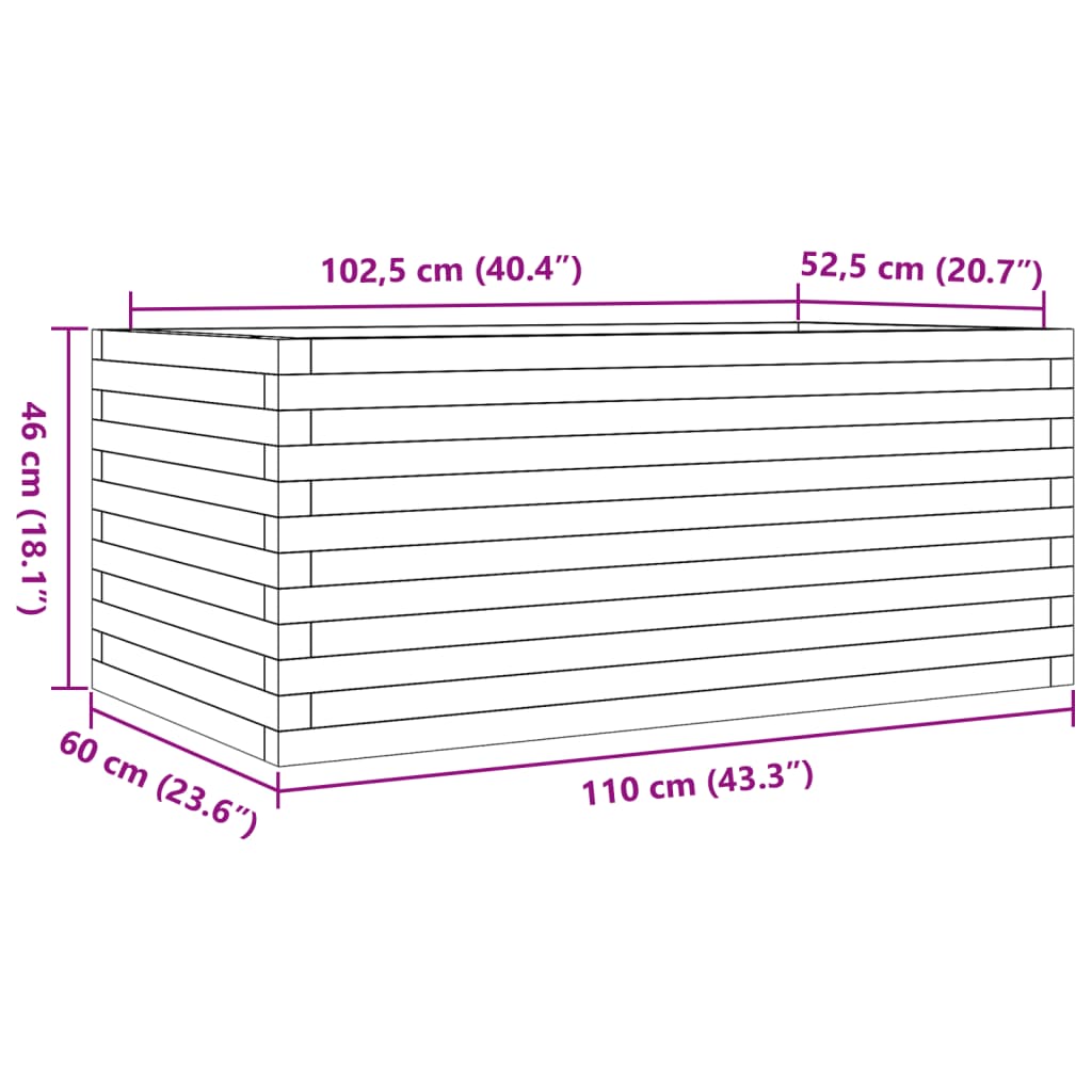 vidaXL Ζαρντινιέρα Καφέ Κεριού 110x60x46 εκ. από Μασίφ Ξύλο Πεύκου