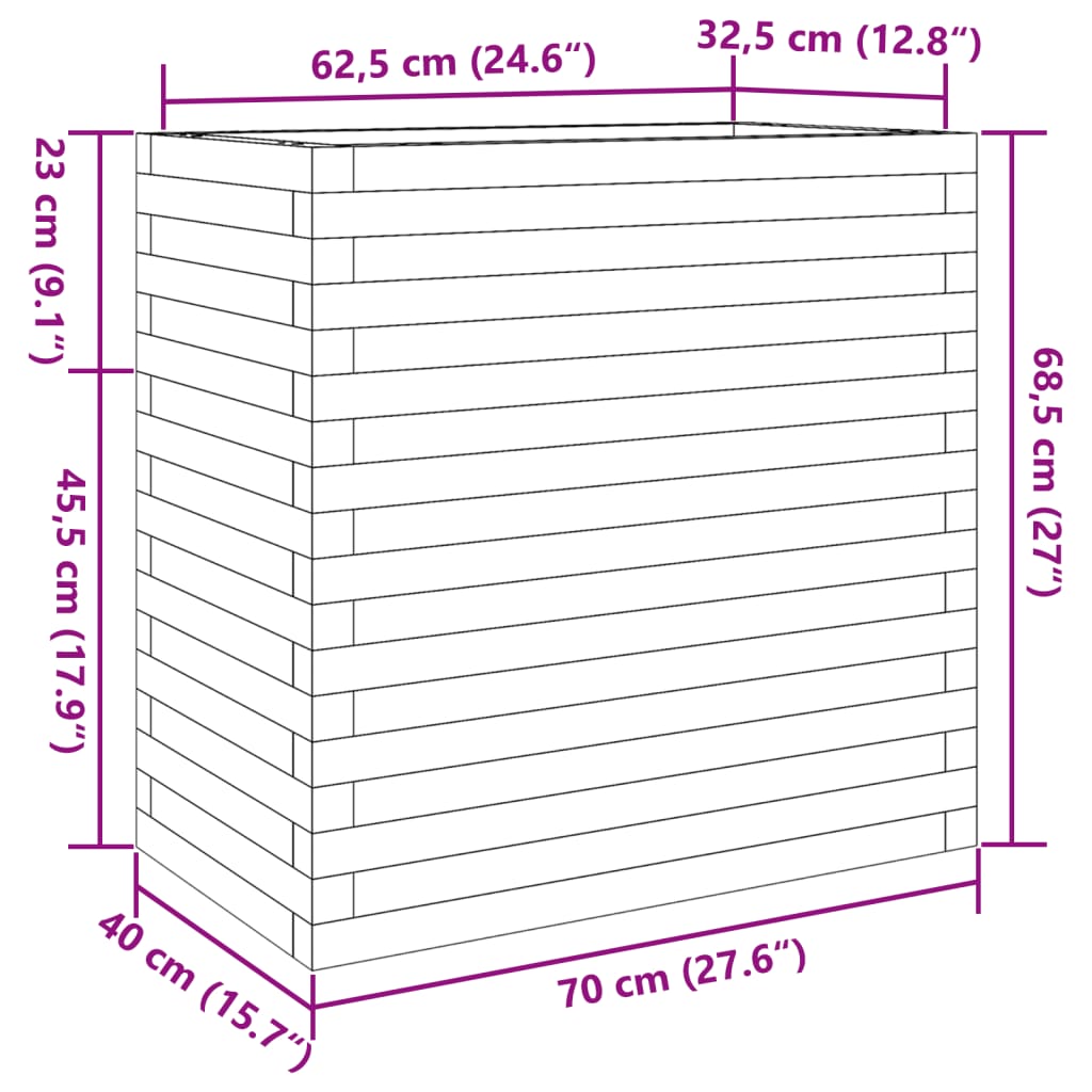 vidaXL Ζαρντινιέρα Καφέ Κεριού 70x40x68,5 εκ. από Μασίφ Ξύλο Πεύκου