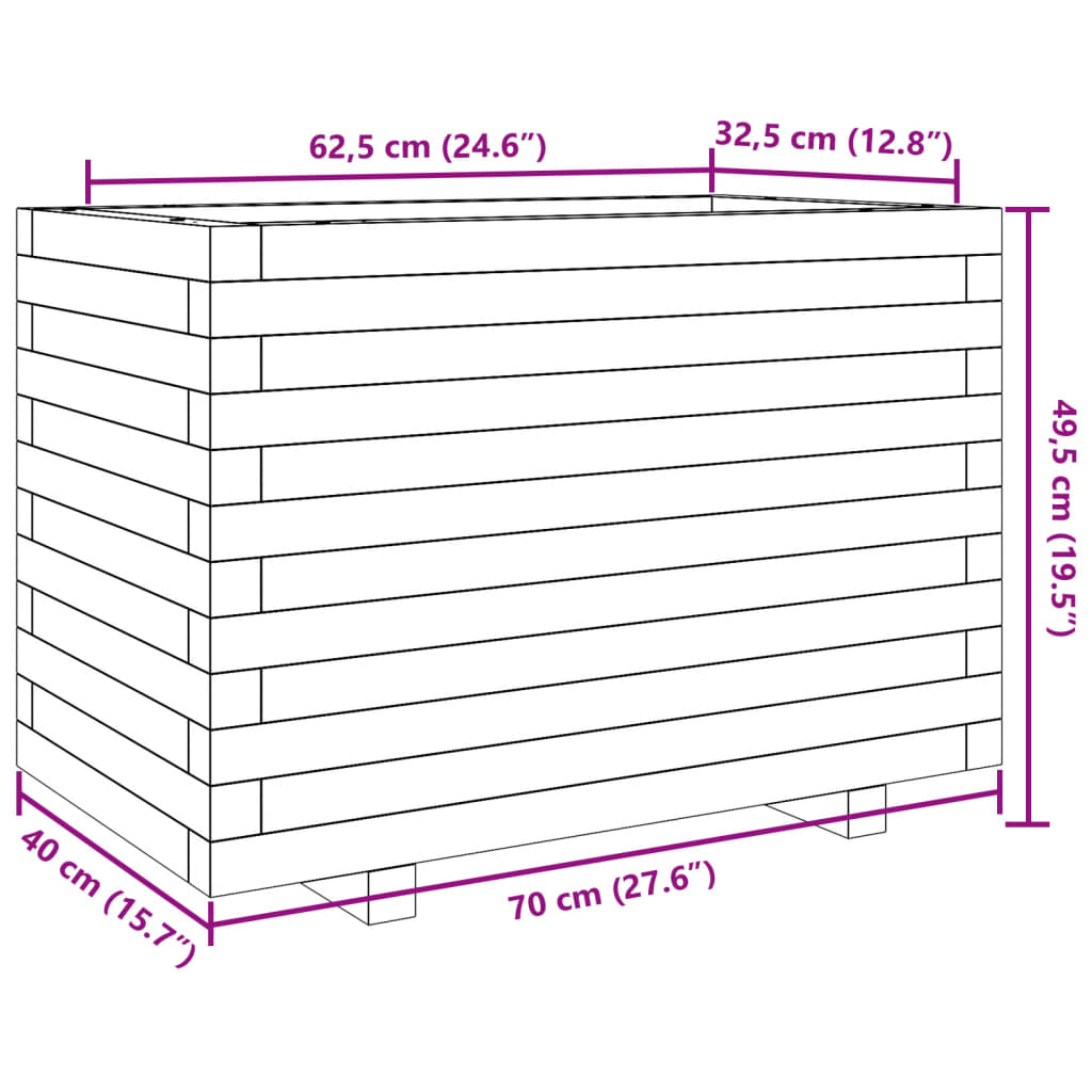 vidaXL Ζαρντινιέρα Καφέ Κεριού 70x40x49,5 εκ. από Μασίφ Ξύλο Πεύκου