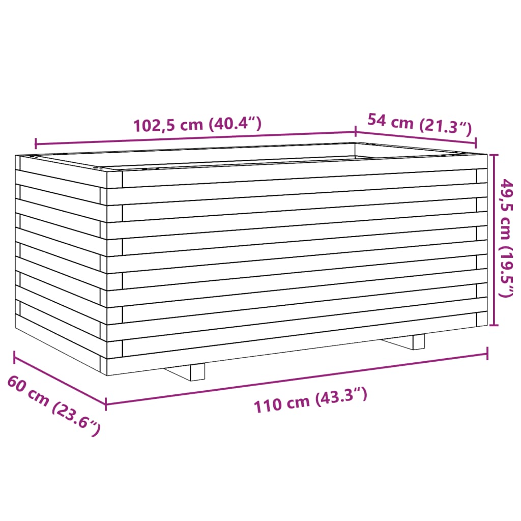 vidaXL Ζαρντινιέρα Καφέ Κεριού 110x60x49,5 εκ. από Μασίφ Ξύλο Πεύκου