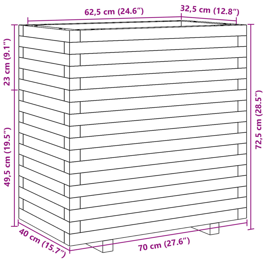 vidaXL Ζαρντινιέρα Καφέ Κεριού 70x40x72,5 εκ. από Μασίφ Ξύλο Πεύκου