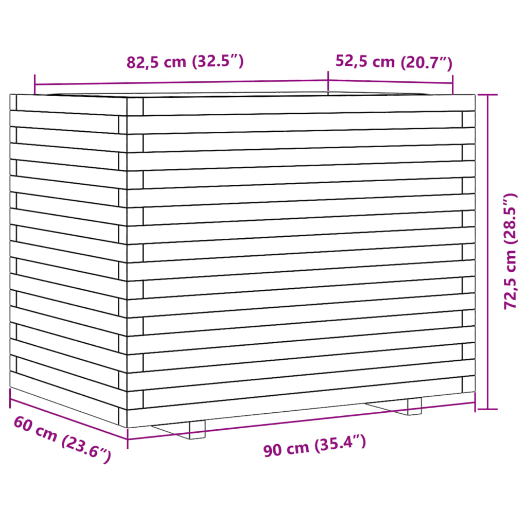 vidaXL Ζαρντινιέρα Καφέ Κεριού 90x60x72,5 εκ. από Μασίφ Ξύλο Πεύκου