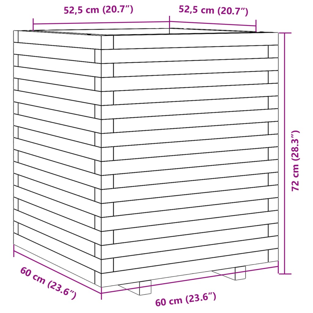 vidaXL Ζαρντινιέρα Καφέ Κεριού 60x60x72 εκ. από Μασίφ Ξύλο Πεύκου