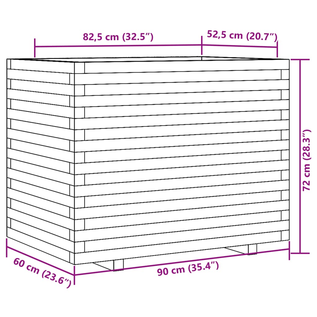 vidaXL Ζαρντινιέρα Καφέ Κεριού 90x60x72 εκ. από Μασίφ Ξύλο Πεύκου