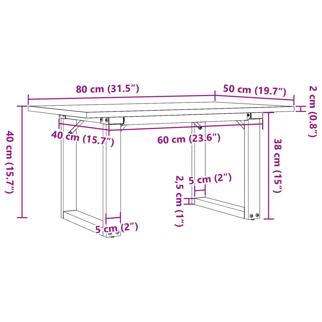 vidaXL Τραπεζάκι Σαλονιού Πλαίσιο Ο 80x50x40εκ Μασίφ Πεύκο/Ατσάλι
