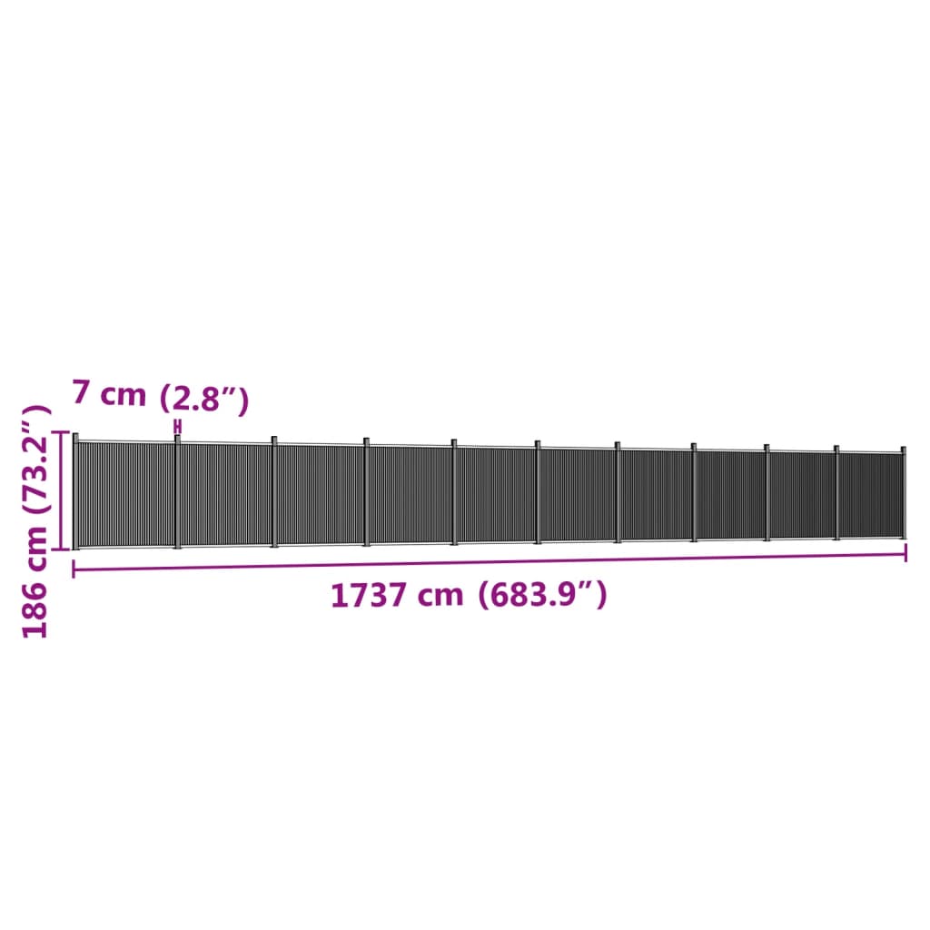 vidaXL Πάνελ Περίφραξης Γκρι 1737 x 186 εκ. από WPC