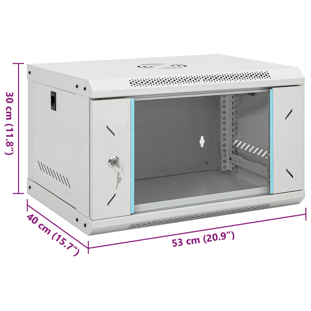 vidaXL Ντουλάπι Δικτύου Επιτοίχιο 6U 19" IP20 53x40x30 εκ.