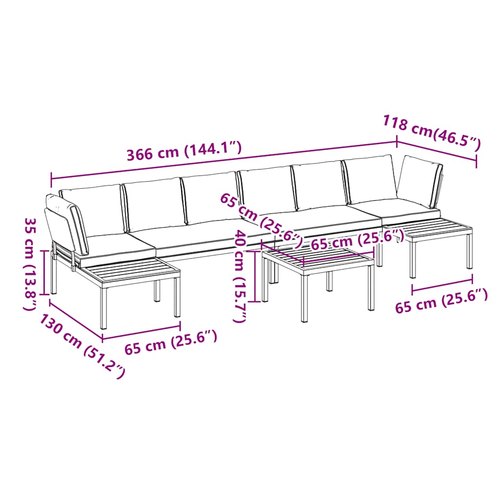 vidaXL Σαλόνι Κήπου Σετ 5 Τεμαχίων με Μαξιλάρια Μαύρο Αλουμίνιο