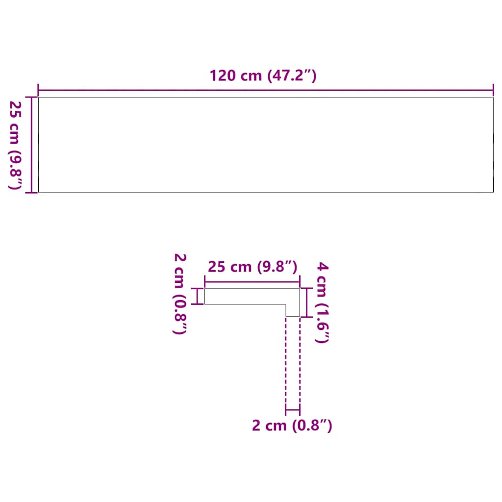 vidaXL Πατάκια Σκάλας 2 τεμ. 120x25x2 εκ. Ακατέργαστο Μασίφ Ξύλο Δρυός