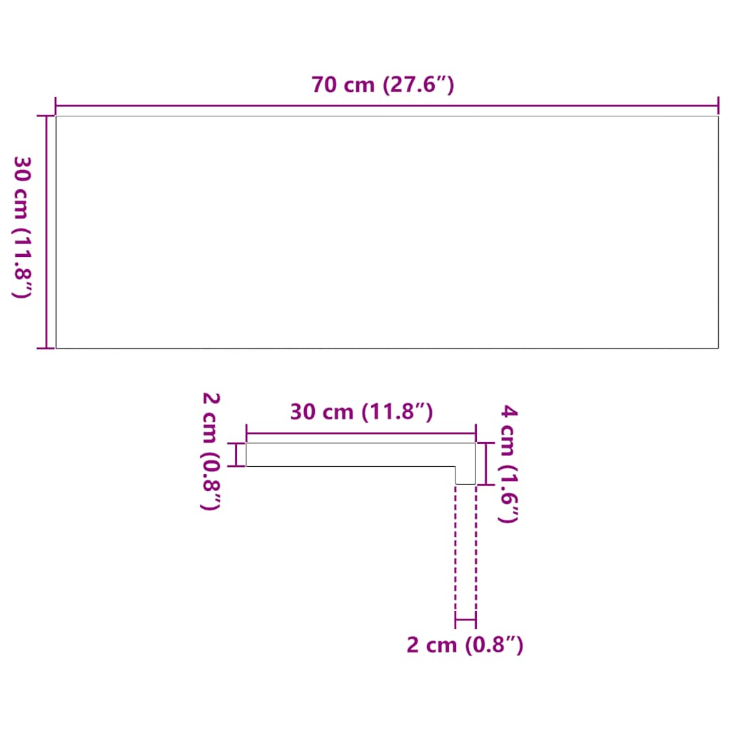 vidaXL Πέλματα Σκάλας 2 τεμάχια Καφέ-Μαύρο 70x30x2 cm μασίφ ξύλο δρυς