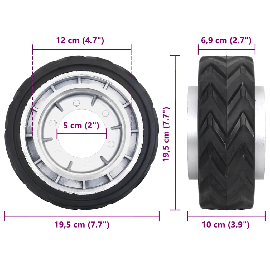 vidaXL Τροχός για Ποδαράκι Τρέιλερ Ø19,5x10εκ. από Αλουμίνιο/Καουτσούκ