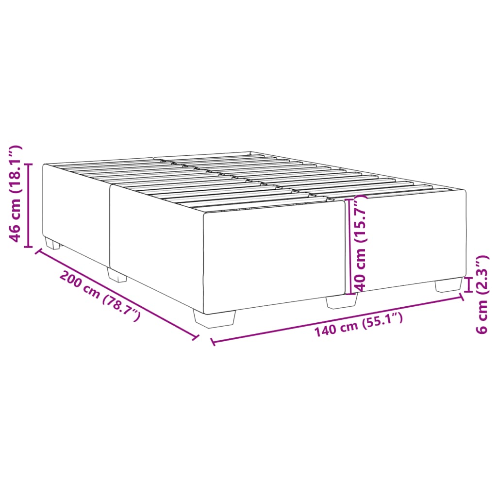 vidaXL Πλαίσιο Κρεβατιού Γκρι 140x200 εκ. από Συνθετικό Δέρμα