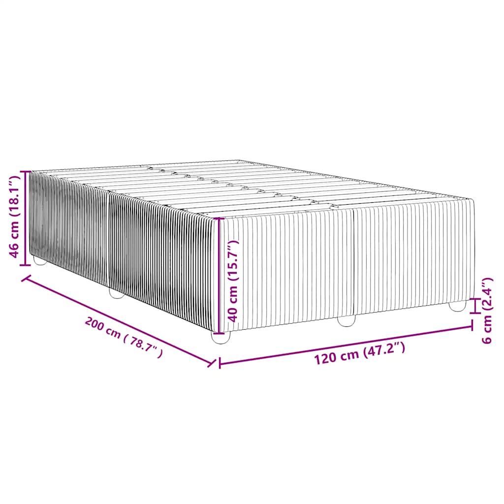 vidaXL Πλαίσιο κρεβατιού χωρίς στρώμα μπλε 120x200cm ύφασμα