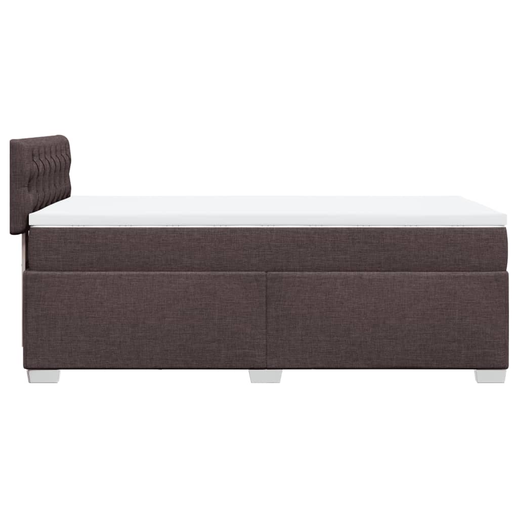 vidaXL Κρεβάτι Boxspring με Στρώμα Σκούρο Καφέ 90x200 εκ. Υφασμάτινο