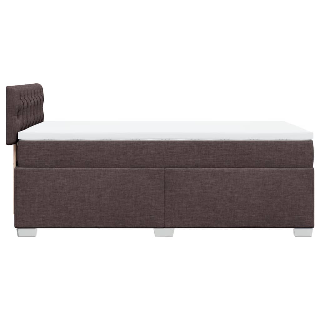 vidaXL Κρεβάτι Boxspring με Στρώμα Σκούρο Καφέ 100x200 εκ. Υφασμάτινο