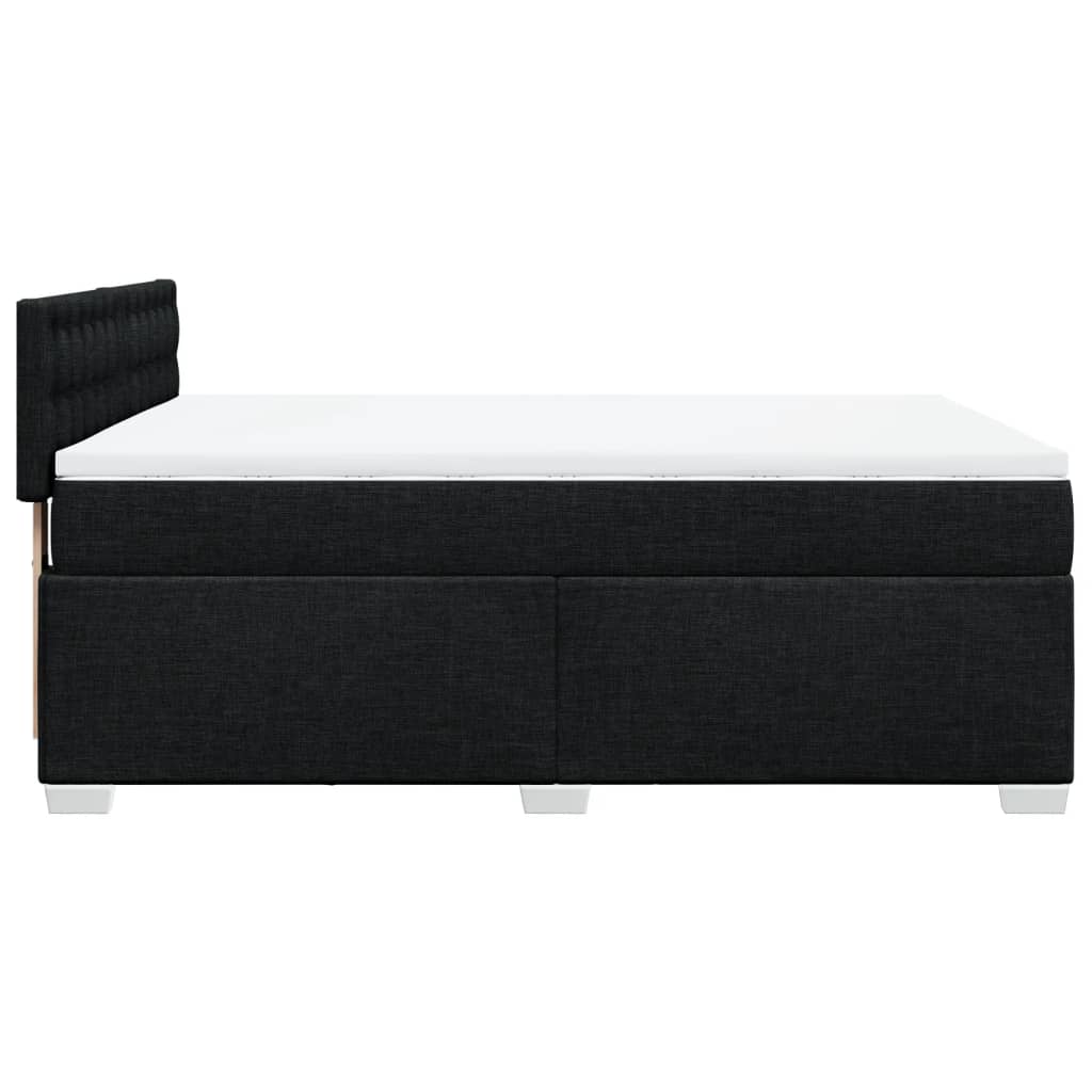 vidaXL Κρεβάτι Boxspring με Στρώμα Μαύρο 140x190 εκ. Υφασμάτινο