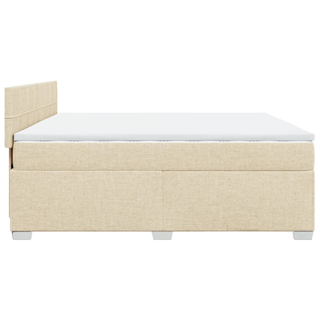 vidaXL Κρεβάτι Boxspring με Στρώμα Κρεμ 200x200 εκ. Υφασμάτινο
